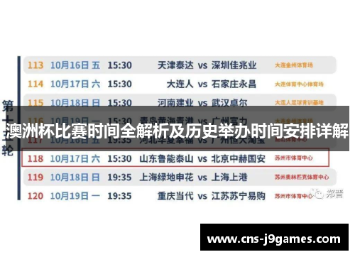 澳洲杯比赛时间全解析及历史举办时间安排详解 澳洲杯比赛时间全解析及历史举办时间安排详解